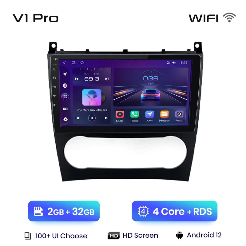 Junsun V1 AI Voice Wireless CarPlay Android Auto Radio for Benz C Class W203 2005-2009 Car Multimedia GPS 2din autoradio