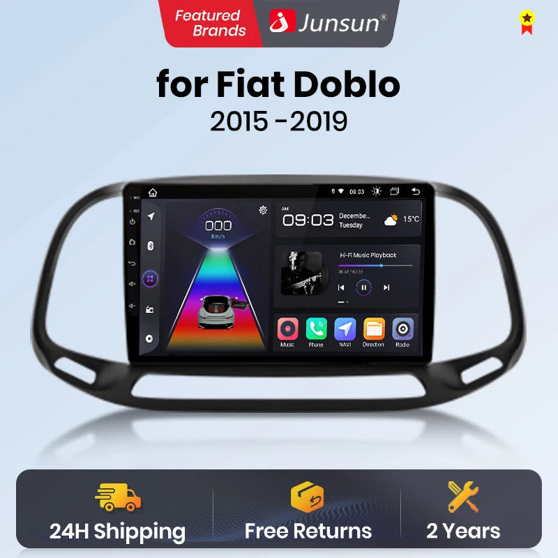 Junsun V1 Wireless CarPlay Android Auto Radio For Fiat Doblo 2015 - 2019 4G Car Multimedia GPS 2din autoradio