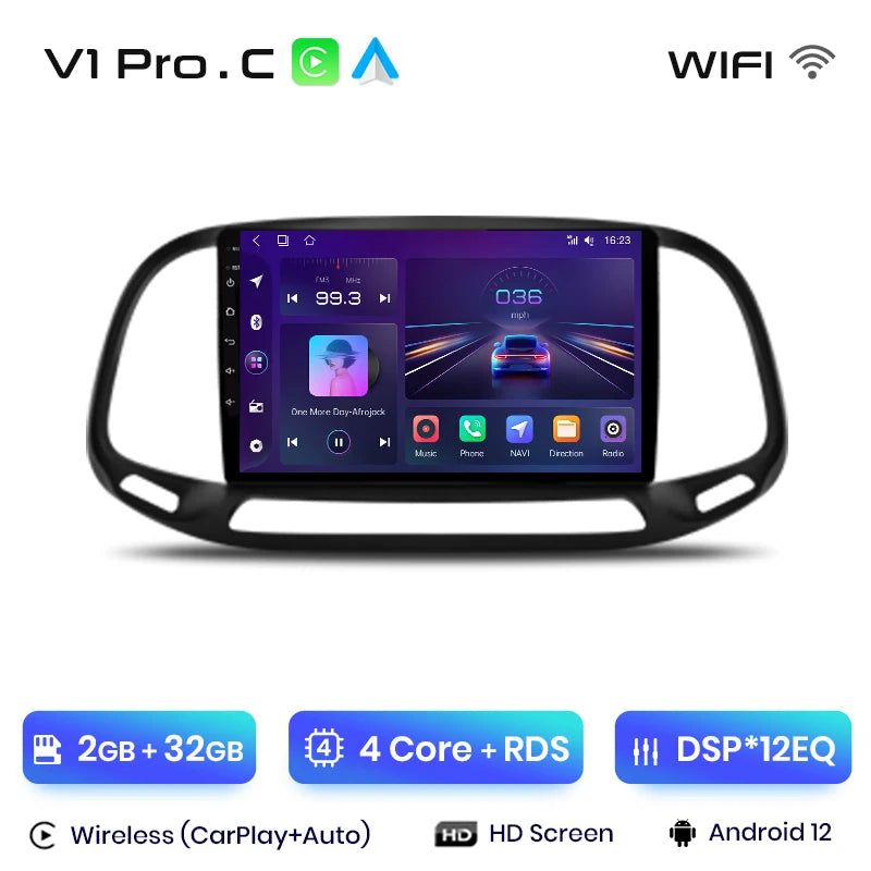 Junsun V1 Wireless CarPlay Android Auto Radio For Fiat Doblo 2015 - 2019 4G Car Multimedia GPS 2din autoradio