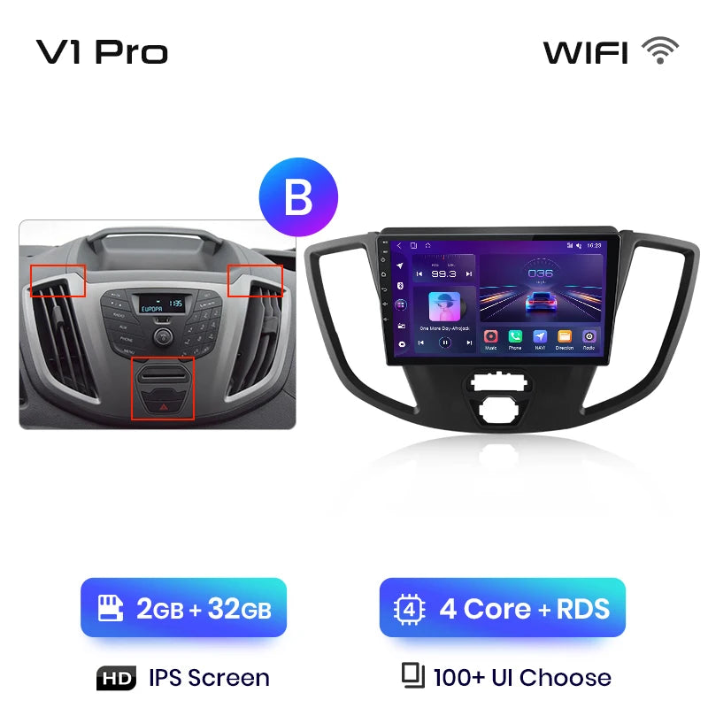 Junsun V1 Wireless CarPlay Android Auto Radio For Ford Transit Custom Tourneo 2013-2021 4G Car Multimedia GPS 2din autoradio