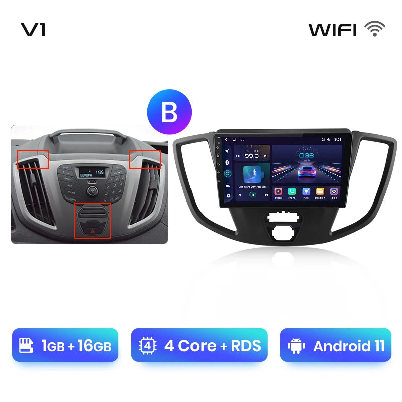 Junsun V1 Wireless CarPlay Android Auto Radio For Ford Transit Custom Tourneo 2013-2021 4G Car Multimedia GPS 2din autoradio