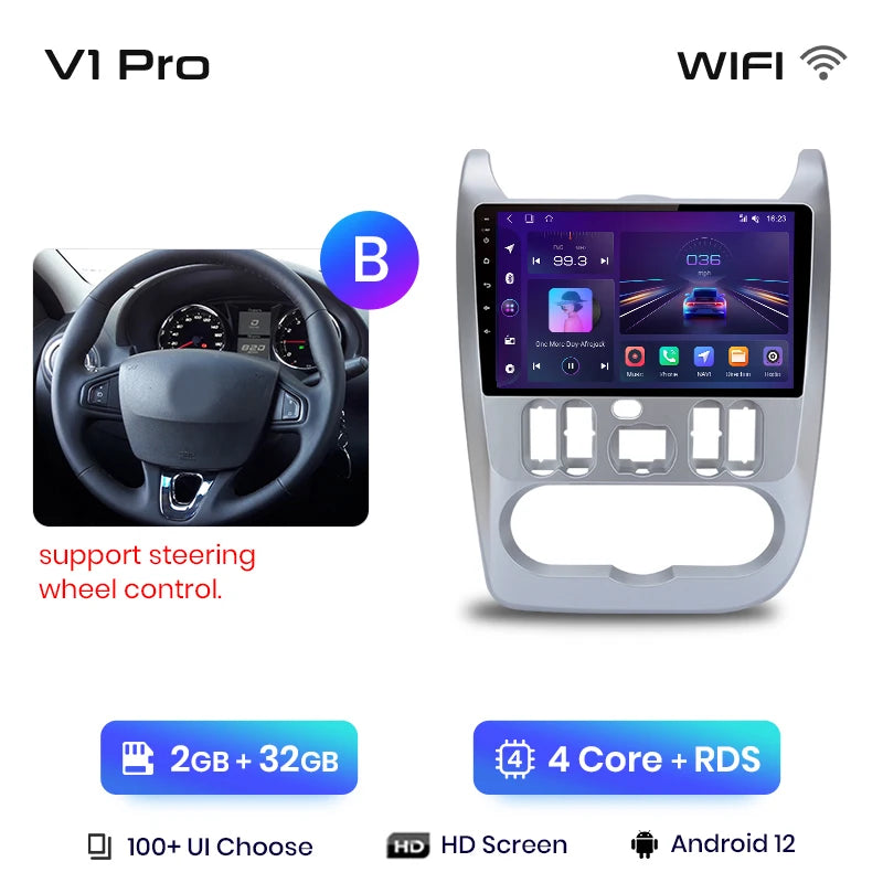 Junsun V1pro 2 din Android Auto Radio for Renault Logan 1 Sandero 2009-2013 Dacia Duster Carplay 4G Car Multimedia GPS autoradio