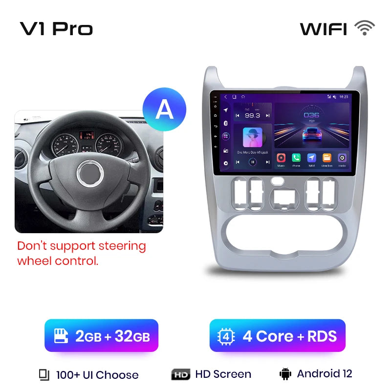 Junsun V1pro 2 din Android Auto Radio for Renault Logan 1 Sandero 2009-2013 Dacia Duster Carplay 4G Car Multimedia GPS autoradio