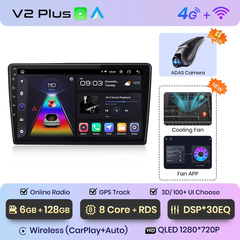 Junsun V1pro AI Voice 2 din Android Auto Radio For Ford C-MAX 2003 - 2010 Carplay 4G Car Multimedia GPS 2din autoradio