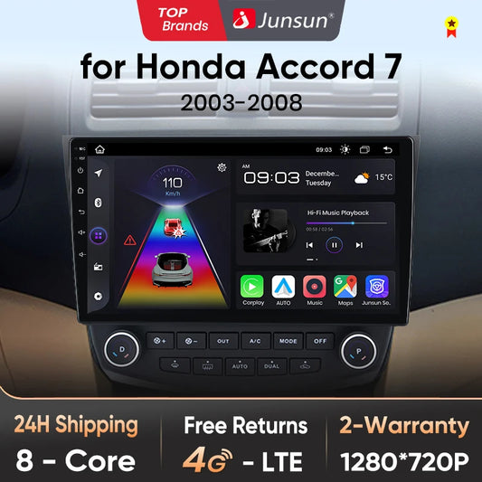 Junsun V1pro AI Voice 2 din Android Auto Radio For Honda Accord 7 2003-2008 Carplay 4G Car Multimedia GPS 2din autoradio