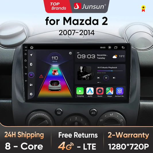 Junsun V1pro AI Voice 2 din Android Auto Radio For MAZDA 2 Mazda2 2007-2014 Carplay 4G Car Multimedia GPS 2din autoradio
