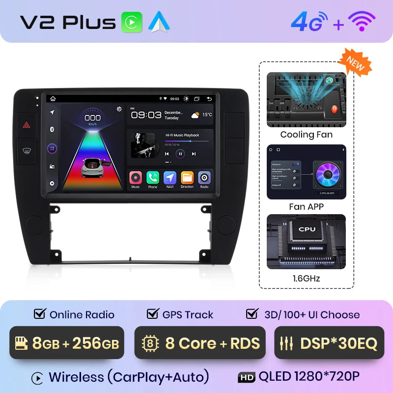 Junsun V1pro AI Voice 2 din Android Auto Radio For Passat B5 2000 2001 2002 - 2005 Carplay 4G Car Multimedia GPS 2din autoradio