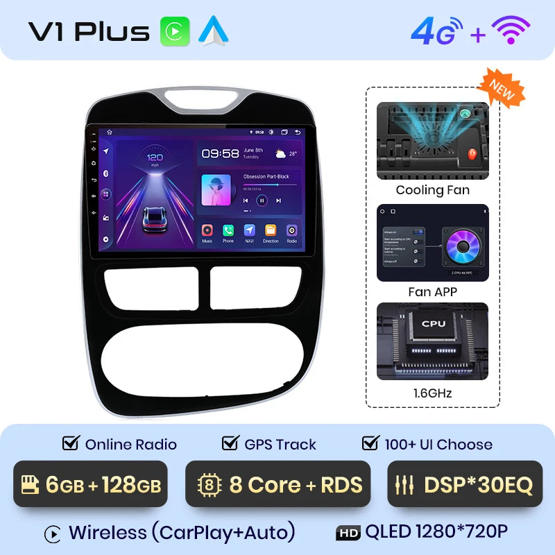 Junsun V1pro AI Voice 2 din Android Auto Radio For Renault Clio 4 ZOE 2012-2016 Carplay 4G Car Multimedia GPS 2din autoradio