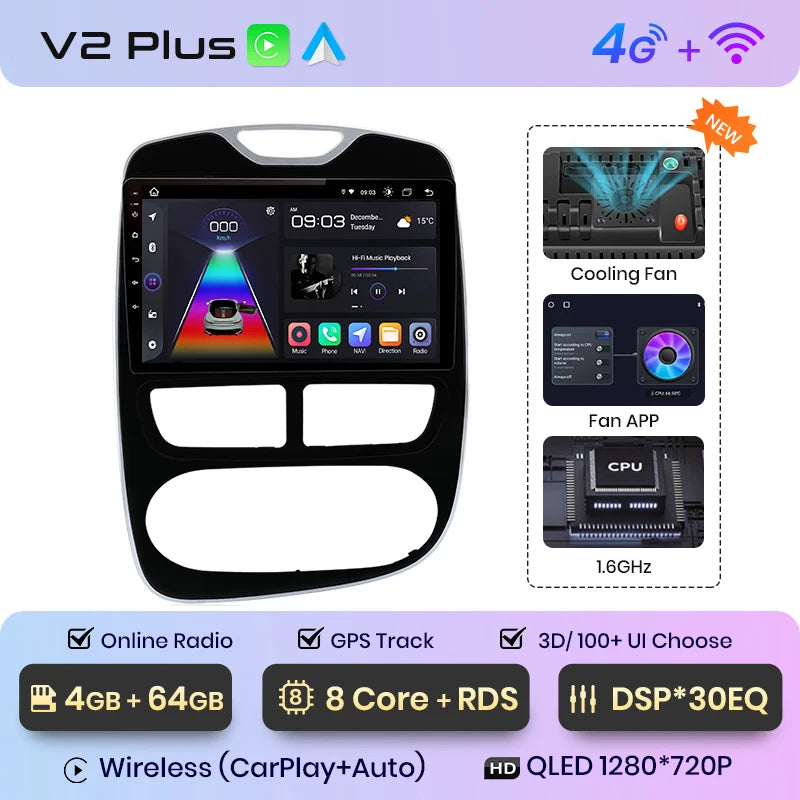 Junsun V1pro AI Voice 2 din Android Auto Radio For Renault Clio 4 ZOE 2012-2016 Carplay 4G Car Multimedia GPS 2din autoradio