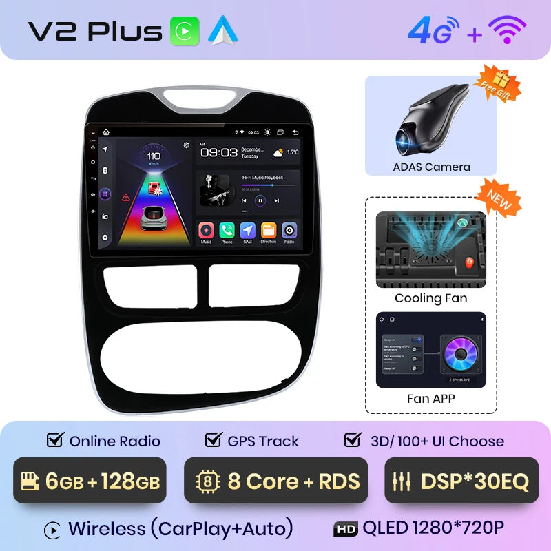 Junsun V1pro AI Voice 2 din Android Auto Radio For Renault Clio 4 ZOE 2012-2016 Carplay 4G Car Multimedia GPS 2din autoradio