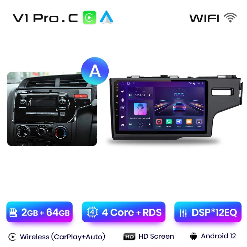 Junsun V1pro AI Voice Car Radio Android Auto Multimedia Player For HONDA FIT JAZZ 2014 2015 Carplay 4G 2din GPS autoradio