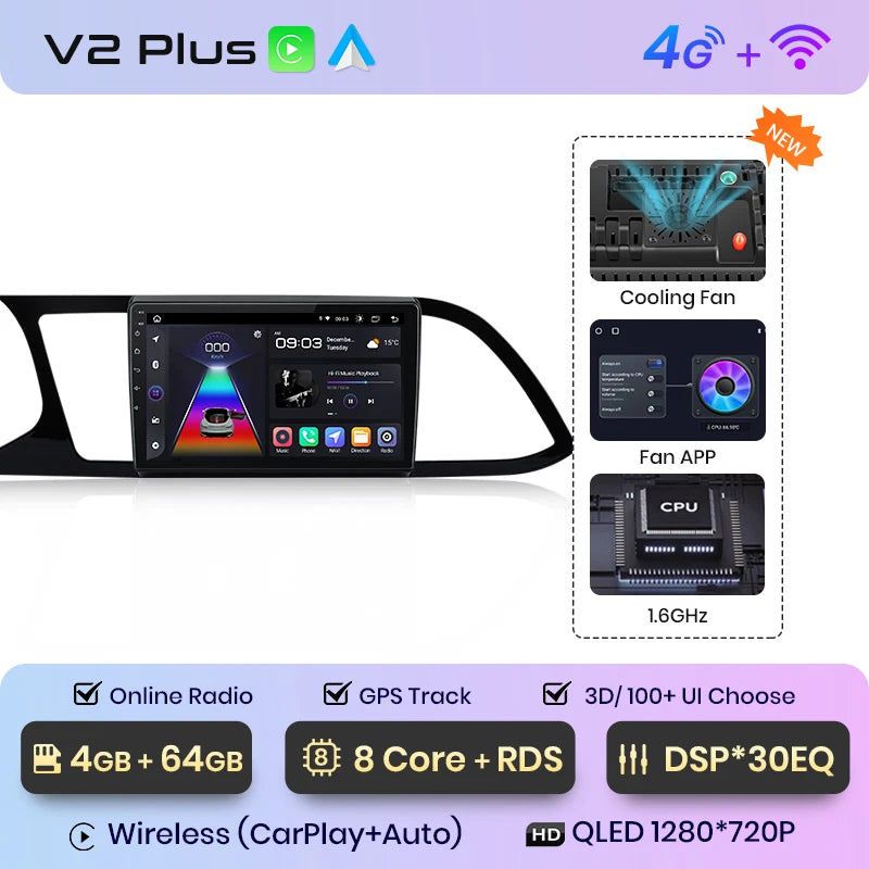 Junsun V1pro Android Auto Radio for Seat Leon MK3 2012-2020 Wireless Carplay 4G Car Multimedia GPS 2din autoradio