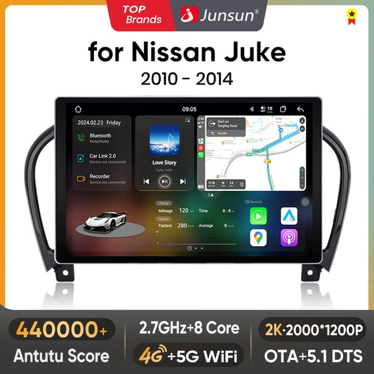 Junsun V3 Plus 2K Android 13 Wireless CarPlay Android Auto Inteligentny System Samochodowy dla Nissana Juke YF15 2010 - 2014 Autoradio