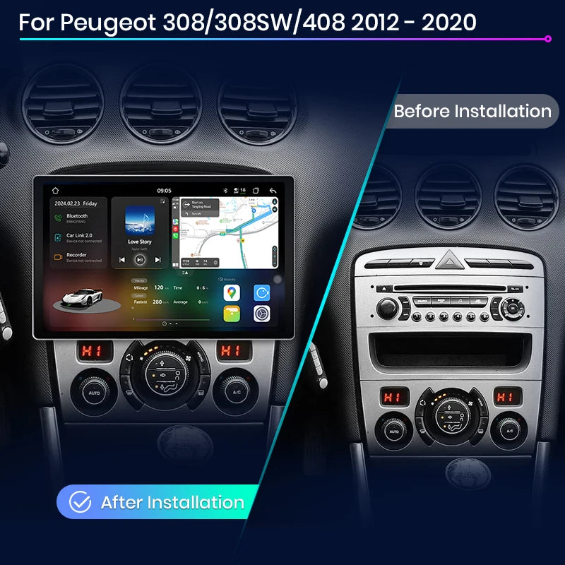 Junsun V3 Plus 2K Android 13 Wireless CarPlay Android Auto Inteligentny System Samochodowy dla Peugeot 308 308SW 408 2012-2020 Autoradio