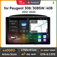 Junsun V3 Plus 2K Android 13 Wireless CarPlay Android Auto Car Intelligent Systems for Peugeot 308 308SW 408 2012-2020 Autoradio
