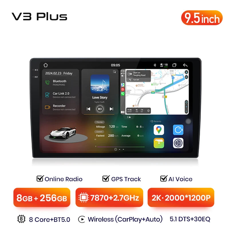 Junsun V3 Plus 2K Android 13 Wireless CarPlay Android Auto Inteligentny System Samochodowy dla Peugeot 308 308SW 408 2012-2020 Autoradio