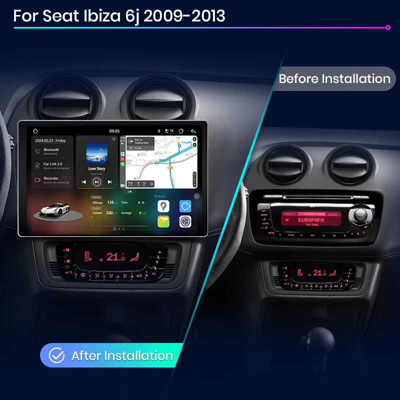 Junsun V3 Plus 2K Android 13 Wireless CarPlay Android Auto Car Intelligent Systems for Seat Ibiza 6j 2009-2013 7870 Autoradio