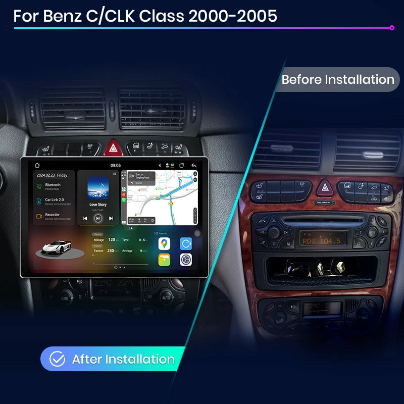 Junsun V3 Plus 2K CarPlay Android Auto Inteligentny System Samochodowy dla Mercedes Benz Klasa C Klasa CLK W203 W209 S203 A209 2000-2005
