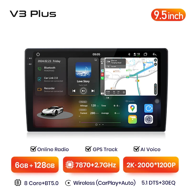 Junsun V3 Plus 2K  Wireless CarPlay Android Auto Car Intelligent Systems For Mercedes Benz SLK Class R171 2004-2011 Autoradio