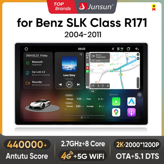 Junsun V3 Plus 2K  Wireless CarPlay Android Auto Car Intelligent Systems For Mercedes Benz SLK Class R171 2004-2011 Autoradio