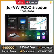 Junsun V3 Plus 2K  Wireless CarPlay Android Auto Car Intelligent Systems For VW Volkswagen POLO 5 sedan 2008-2020 Autoradio