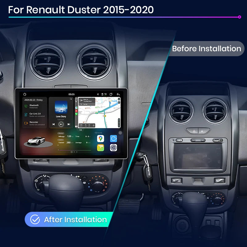 Junsun V3 Plus 2K Wireless CarPlay Android Auto Car Intelligent Systems for Renault Duster 2015-2020 For LADA Largus Autoradio