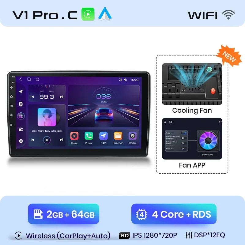 Junsun Wireless CarPlay Android Auto Car Radio For Ford New Transit 2009 2010 2011 2012 2013-2019 Intelligent Systems Multimedia