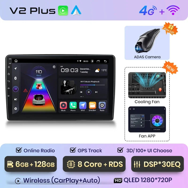 Junsun Wireless CarPlay Android Auto Car Radio For Ford New Transit 2009 2010 2011 2012 2013-2019 Intelligent Systems Multimedia