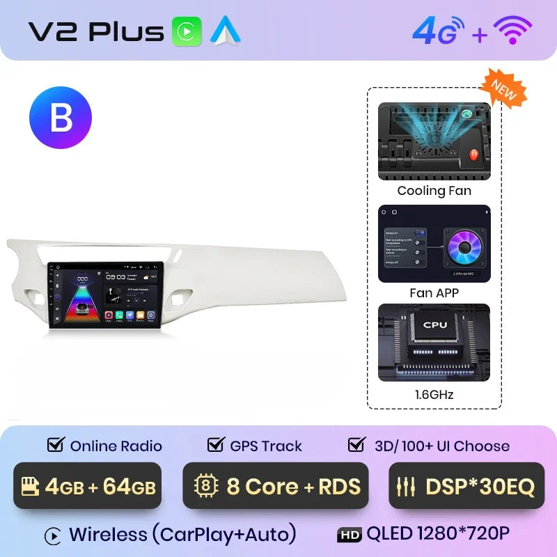 Junsun Wireless CarPlay Android Auto Car Radio Multimedia For Citroen C3 DS3 2010-2016 GPS Intelligent Systems Smart Autoradio