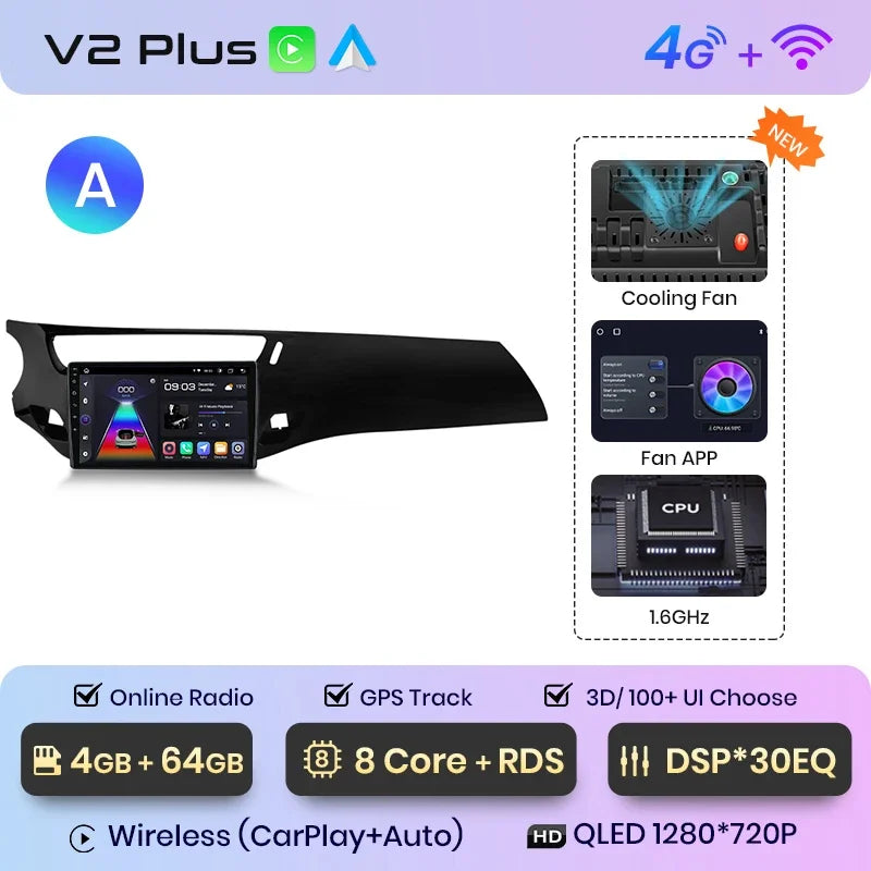 Junsun Wireless CarPlay Android Auto Car Radio Multimedia For Citroen C3 DS3 2010-2016 GPS Intelligent Systems Smart Autoradio