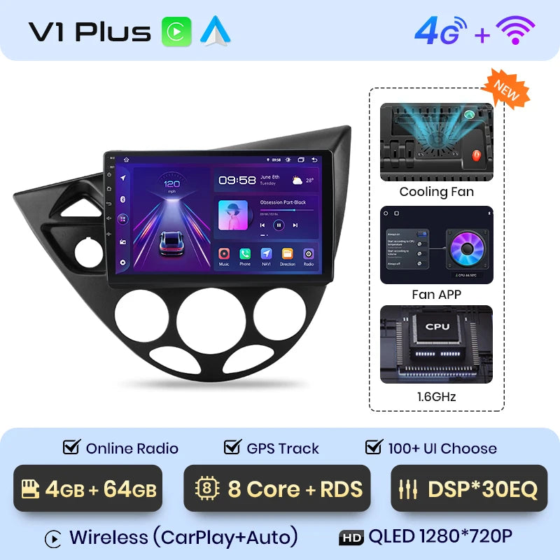 Junsun Wireless CarPlay Android Auto Car Radio for Ford Fiesta 1995-2001 Focus Mk1 1998-2004 Car Intelligent Systems Autoradio