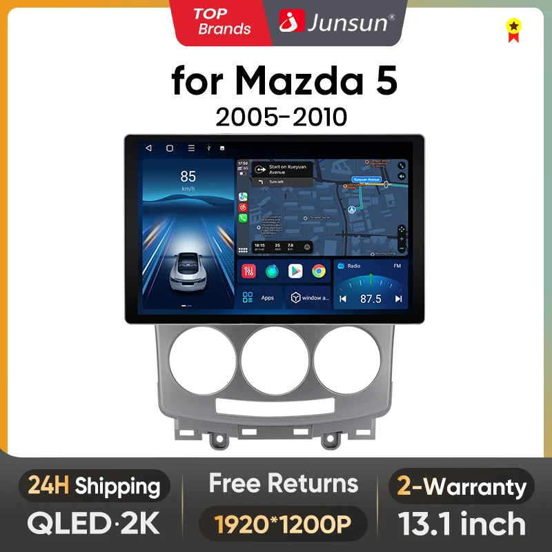 Junsun X7 MAX 13.1“ 2K AI Voice Wireless CarPlay Android Auto Car Radio for Mazda 5 2005-2010 Multimedia autoradio