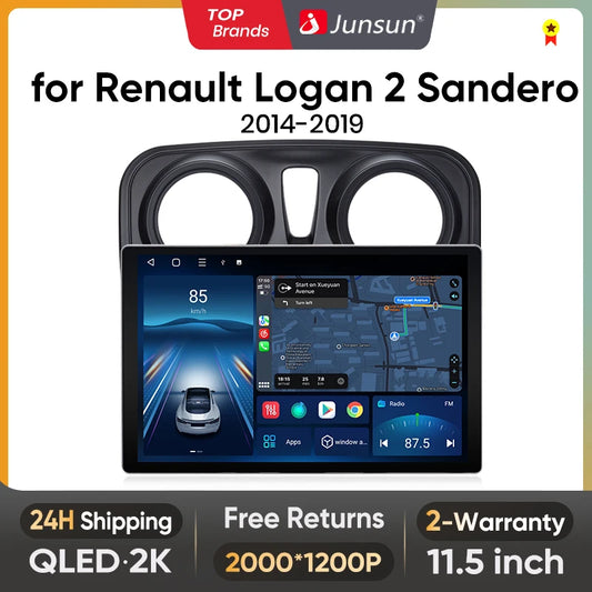 Junsun X7 PRO 11.5“ 2K  Wireless CarPlay Android Auto Car Radio for Renault Logan 2 Sandero 2014-2019 Multimedia autoradio