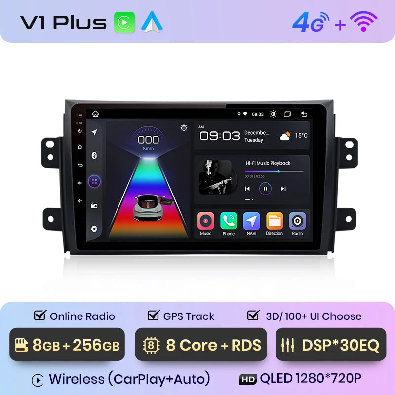 Junsun V1pro Android Auto Radio For Suzuki SX4 2006-2013 For Fiat Sedici 2005-2014 Carplay 4G Car Multimedia GPS 2din autoradio