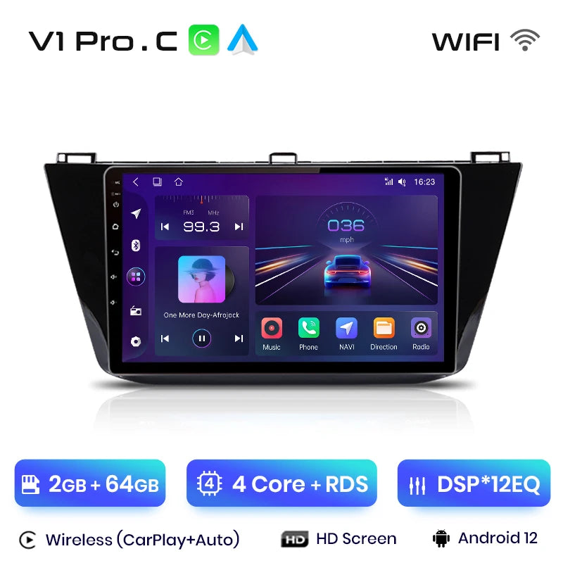 Junsun V1pro Android Auto Radio for VW Volkswagen Tiguan 2016-2020 Carplay 4G Car Multimedia GPS 2din autoradio