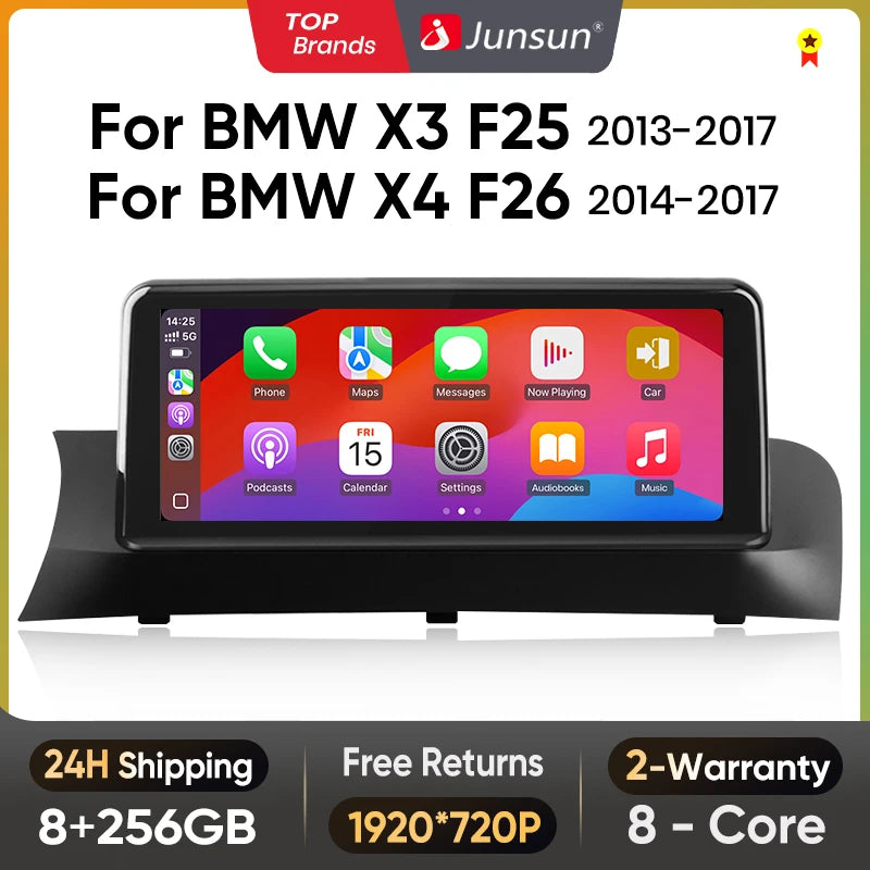 Junsun 10.25 inch CarPlay For Apple Car Radio Multimedia For BMW X3 F25 X4 F26 2013-2017 CIC NBT Wireless Android Auto Stereo