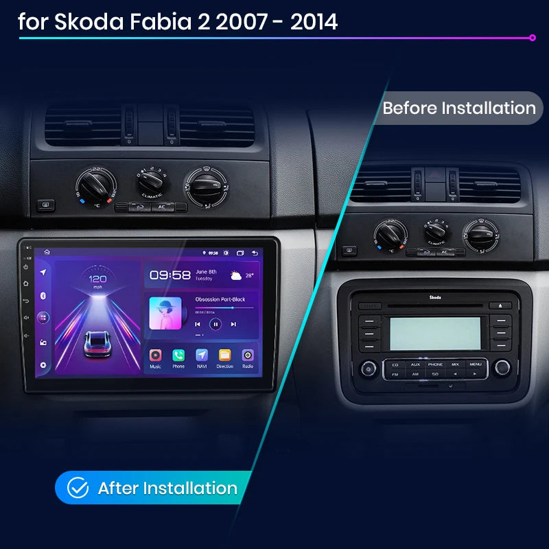 Junsun V1 Plus Car Radio For Skoda Fabia 2 2007 - 2014 wireless CarPlay Android Auto car intelligent systems No 2 din 2din DVD