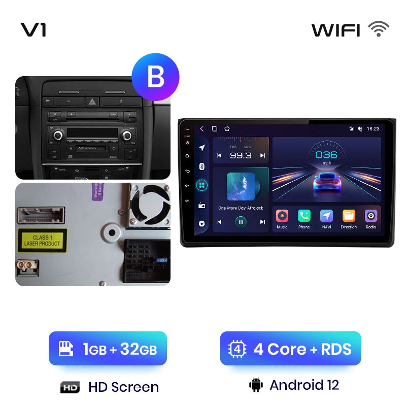 Junsun V1 AI Voice Wireless CarPlay Android Auto Radio For Audi A4 B6 2000-2009 Car Multimedia GPS 2din autoradio
