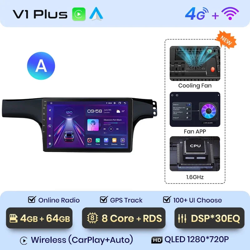 Junsun Wireless CarPlay Android Auto Radio For VOLKSWAGEN LAVIDA 2007 2008 2009 2010 Car Intelligent Systems RDS BT WiFi 2 din