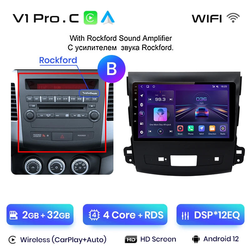 Junsun V1pro 2 din Android Auto Radio For Mitsubishi Outlander xl 2 2005-2011 Citroen C-Crosser Carplay Car Multimedia autoradio