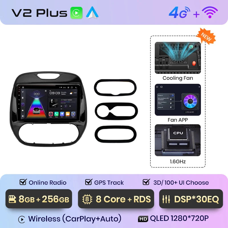 Junsun V1 AI Voice Wireless CarPlay Android Auto Radio For Renault Captur Kaptur 2016-2019 4G Car Multimedia GPS 2din autoradio