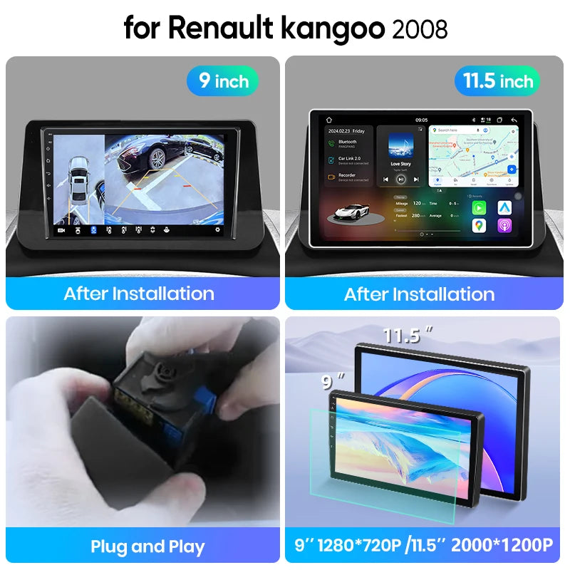Junsun Wireless CarPlay Car Radio For Renault kangoo 2008 Android Multimedia