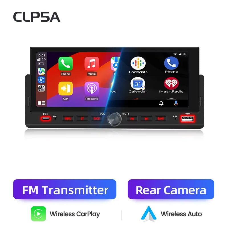 Junsun 1Din IPS 6.26/6.86 Inch Wireless Carplay Android Auto Car Radio Multimedia Video MP5 Player Touch Screen Universal Stereo