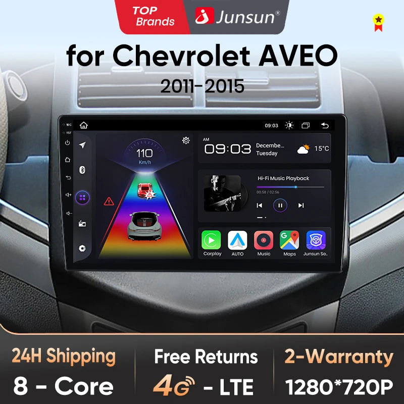 Junsun V1 Plus Car Radio For Chevrolet Aveo 2 Sonic T300 2011 - 2015 wireless CarPlay Android Auto No 2 din 2din DVD