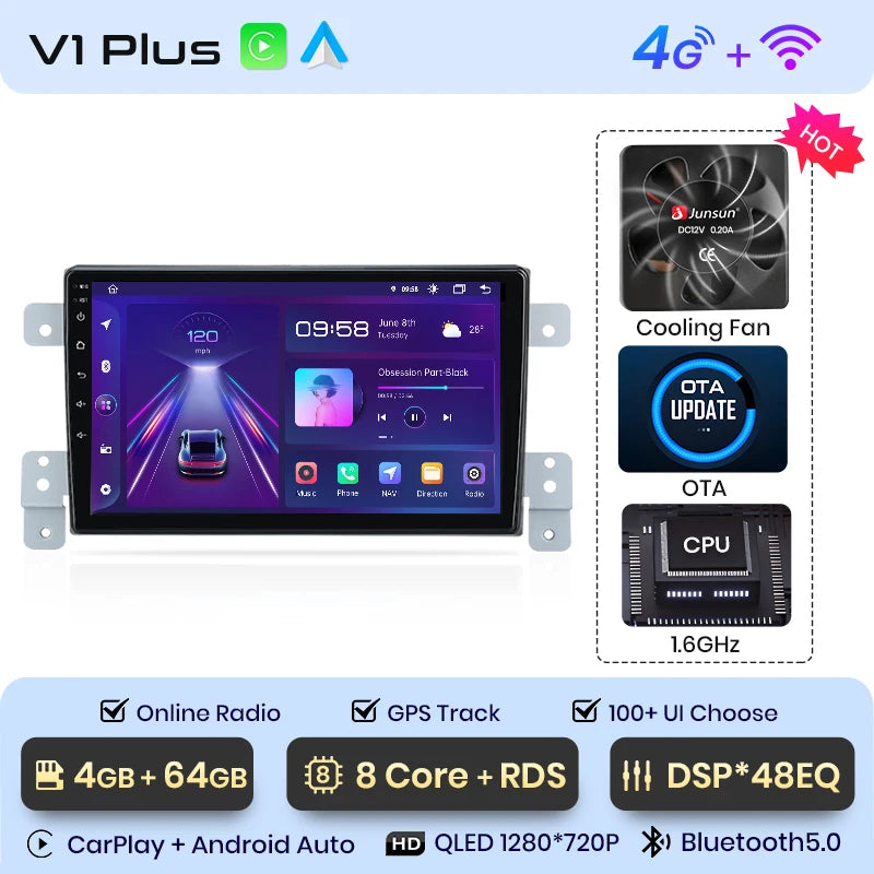 Junsun Car Radio For Suzuki Grand Vitara 3 2005 - 2015 wireless CarPlay Android Auto car intelligent systems No 2 din 2din DVD
