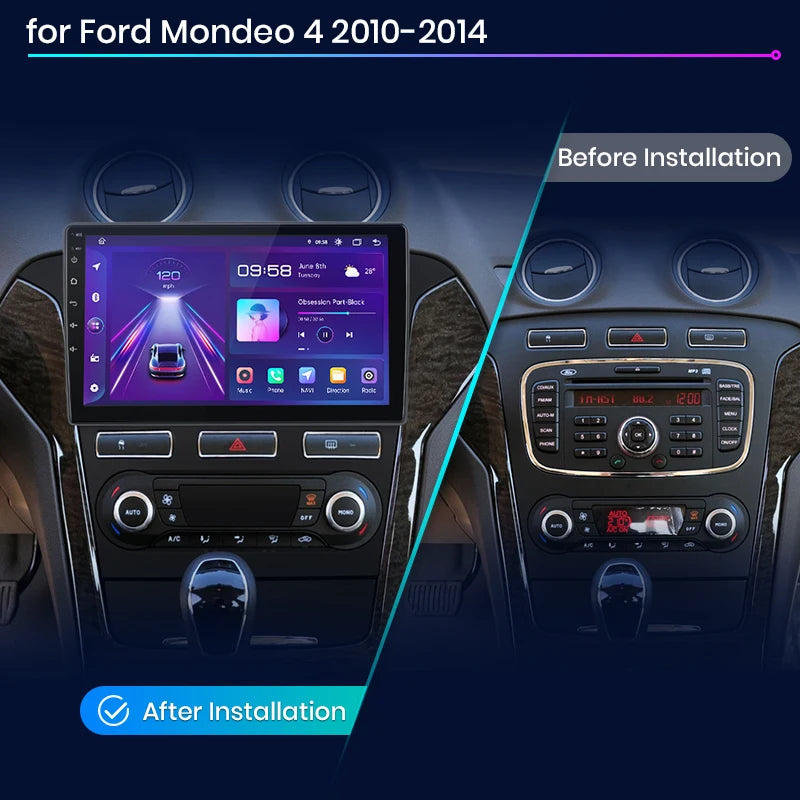 Junsun V1 AI Voice Wireless CarPlay Android Auto Radio For Ford Mondeo 4 mk4 2010-2013 2014 4G Car Multimedia GPS 2din autoradio