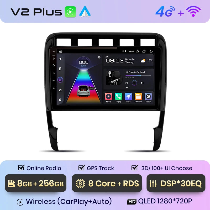 Junsun V1 AI Voice Wireless CarPlay Android Auto Radio For Porsche Cayenne 1 9PA 2002-2010 4G Car Multimedia GPS 2din autoradio