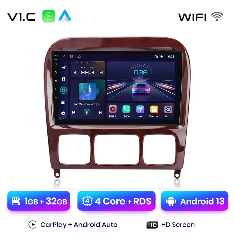 Junsun V1 Plus Car Radio For Mercedes Benz S-Class W220 1998 - 2005 wireless CarPlay Android Auto No 2 din 2din DVD