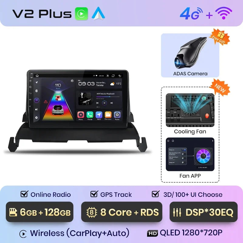 Junsun Wireless CarPlay Android Auto Radio For Dodge Journey 2009 2010 2011 2012 Car Intelligent Systems RDS BT WiFi 2 din