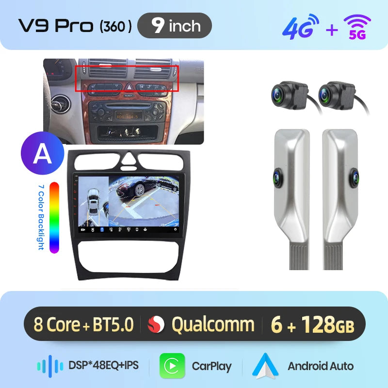 Junsun Wireless CarPlay Car Radio For Benz C Class CLK Class W203 W209 2000-2005 Android Multimedia